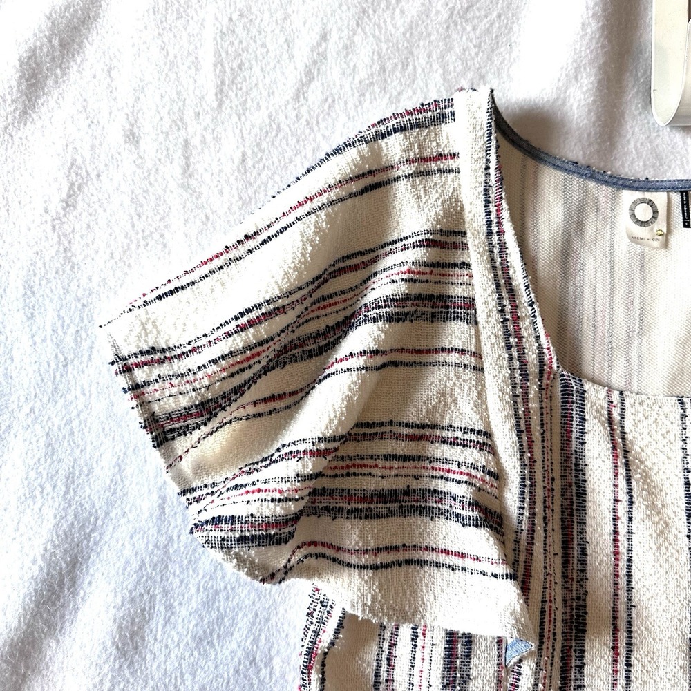 Akemi + Kin Anthropologie Jovanie Stripe‎ Terry Textured Dress Flutter Sleeves - Picture 4 of 13